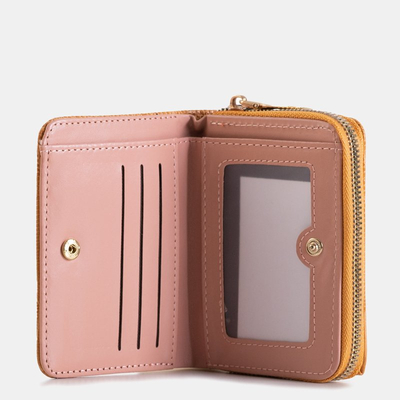 Petit portefeuille femme camel avec embossage peau de serpent - Accessoires