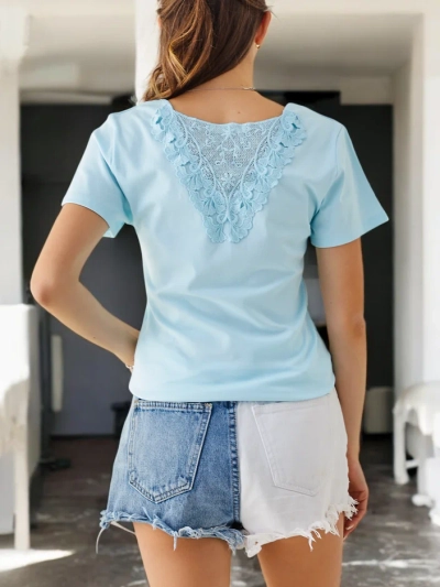T-shirt en coton pour femmes Royalfashion avec dentelle au dos