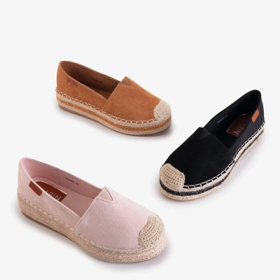 OUTLET Espadrilles femme marron clair en éco-daim sur la plateforme Ceresa - Chaussures
