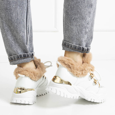 Baskets de sport blanches pour femmes avec fourrure Mestiaho - Buty