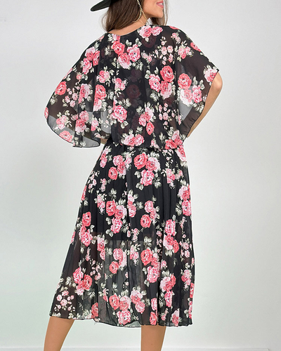 Royalfashion Robe midi florale plissée pour femme