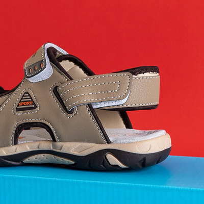 Sandales garçon Monekin velcro beiges - Chaussures