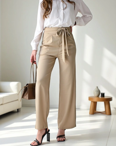 Pantalon large Royalfashion pour femmes avec une ceinture