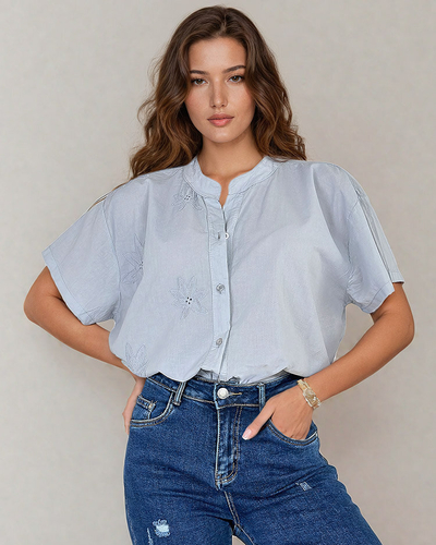 Royalfashion Chemise oversize brodée pour femme