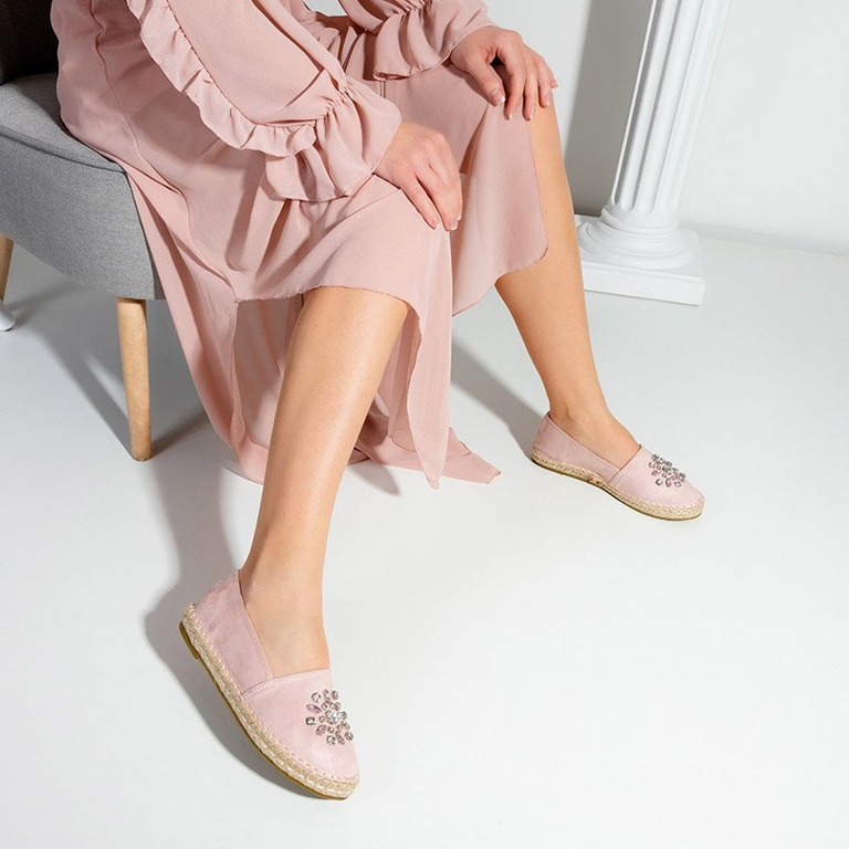 Espadrilles pour femmes rose clair avec ornements Lucil - Footwear