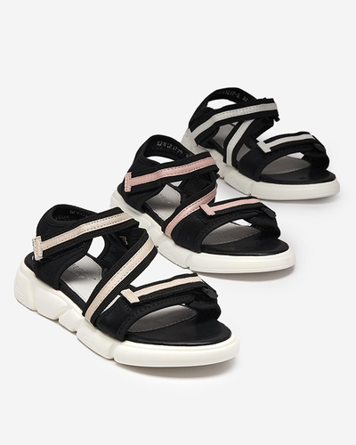 Sandales enfant noires et beiges fermées par velcro Modis - Chaussures