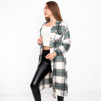 Chemise longue femme à carreaux vert - Vêtements