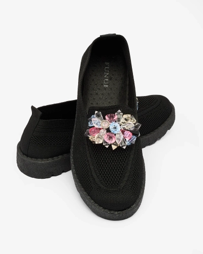 Royalfashion Demi-pointes à enfiler noires pour femmes Enweta
