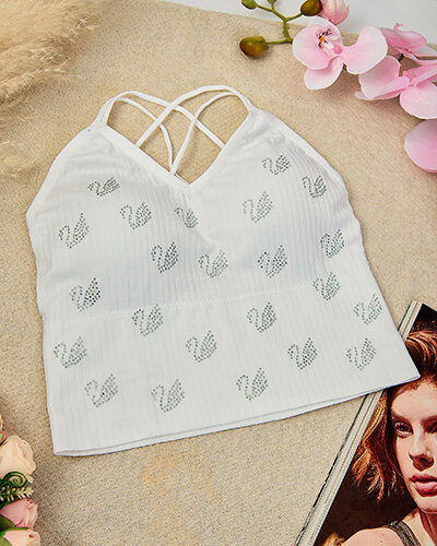 Royalfashion Soutien-gorge de sport pour femme avec zircons