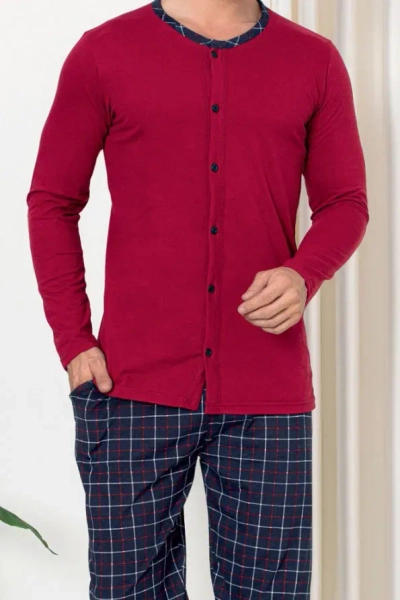 Pyjamas en coton Royalfashion pour hommes à carreaux