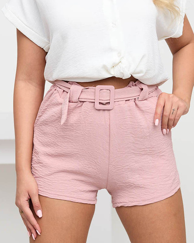 Short femme rose clair avec poches - Vêtements