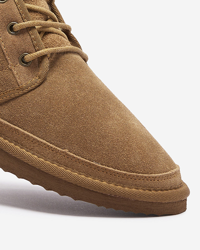 Bottes de neige nouées pour femmes marron clair avec fourrure Miusho - Chaussures