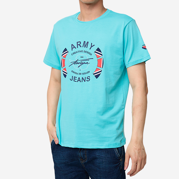 T-shirt imprimé homme turquoise - Vêtements