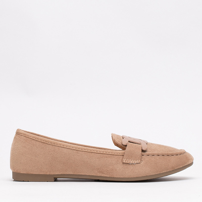Mocassins femme en éco-daim beige Reiaka - Chaussures