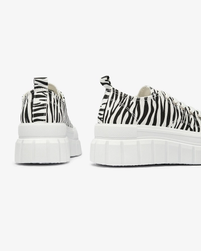OUTLET Baskets compensées à motifs noirs et blancs pour femme Ziratia - Footwear