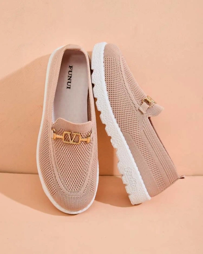 Royalfashion Mocassins en tissu pour femme avec ornementation dorée Erticae