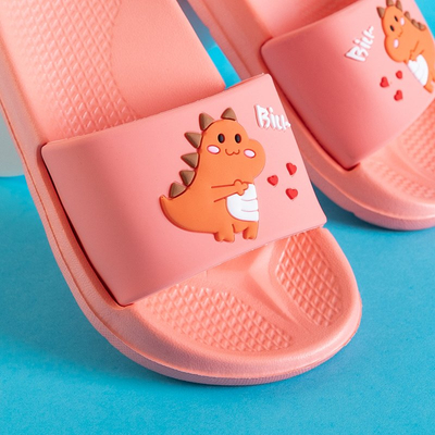 Chaussons pour enfants corail avec dinosaure Dinosik - Chaussures