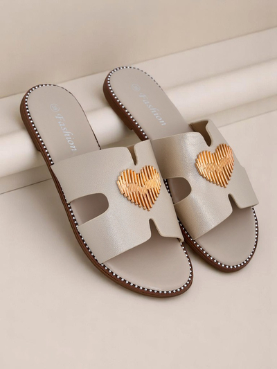 Royalfashion Sandales plates pour femmes Heart Chic