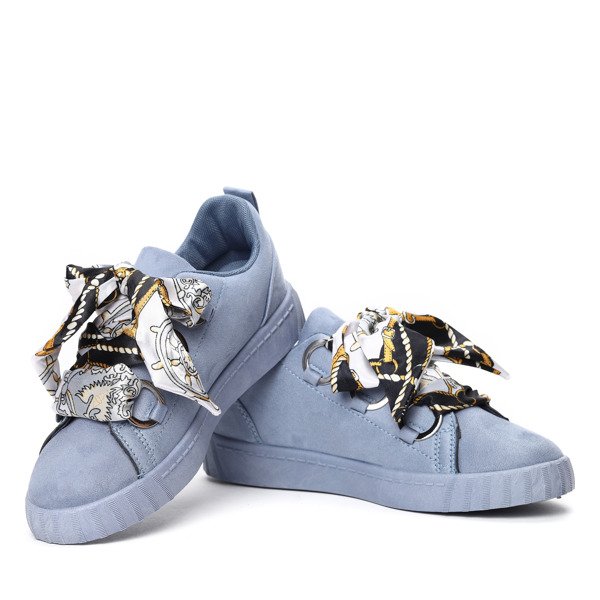 Jasnoniebieskie tenisówki ze wstążką Cindy- Obuwie