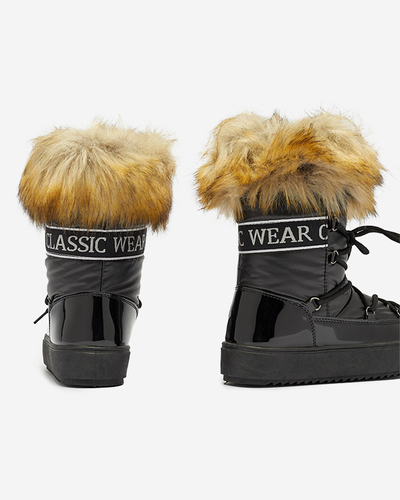 Bottes de neige noires vernies pour femmes Fursav - Footwear