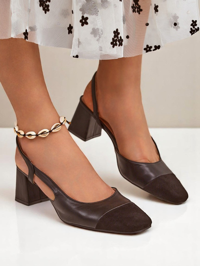 Royalfashion Escarpins pour femmes à talons bas avec bout décoratif Eleganzo