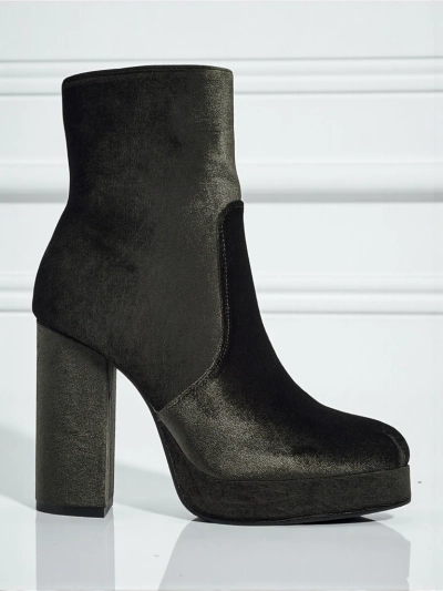 Bottines pour femmes à talons épais imitation velours Miss