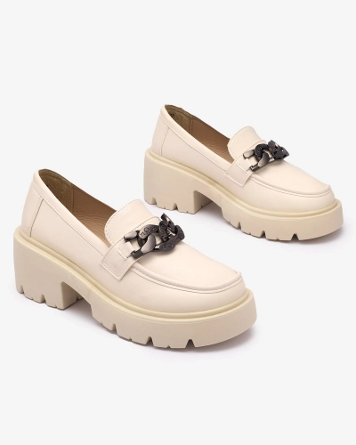 OUTLET Mocassins pour femme couleur crème Lopolla- Footwear