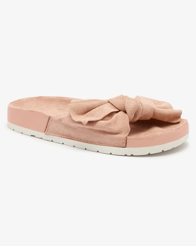 OUTLET Royalfashion Tongs en suédine écologique rose pour femme avec nœud Merisah