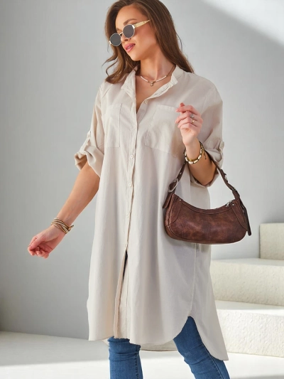 Chemise longue oversized en coton pour femmes Royalfashion