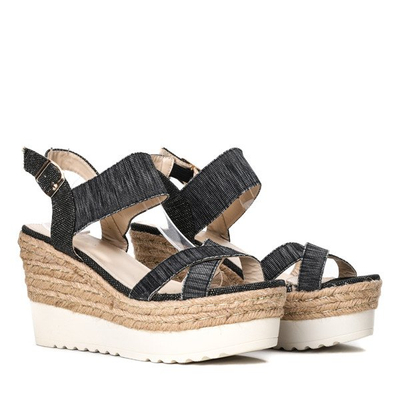 Sandales compensées noires Kenya- Footwear