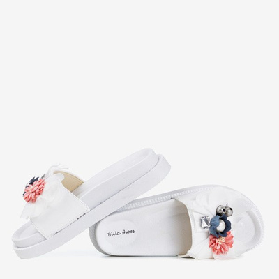 Chaussons blancs pour femmes avec fleurs Monsieur - Chaussures 1