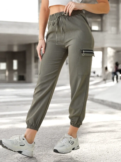 Pantalons cargo pour femmes Royalfashion avec élastique au bout des jambes