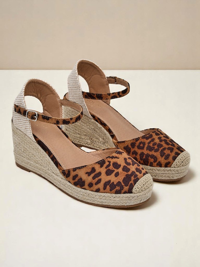 Aurelia Leopard Compensées Royalfashion pour femmes cuir écologique camel