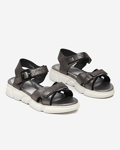 Sandales fille brillantes graphite Jenilo - Chaussures