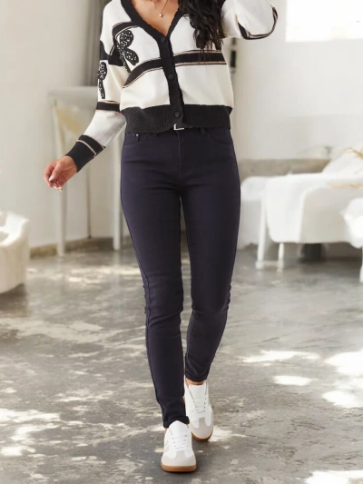 Royalfashion Jean skinny en coton pour femmes