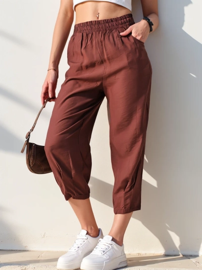 Royalfashion Pantalons droits en tissu pour femmes 7/8