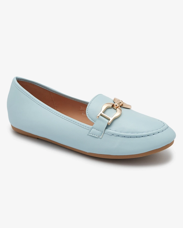 Mocassins pour femme en éco-cuir bleu avec embellissement Wiwet-Footwear