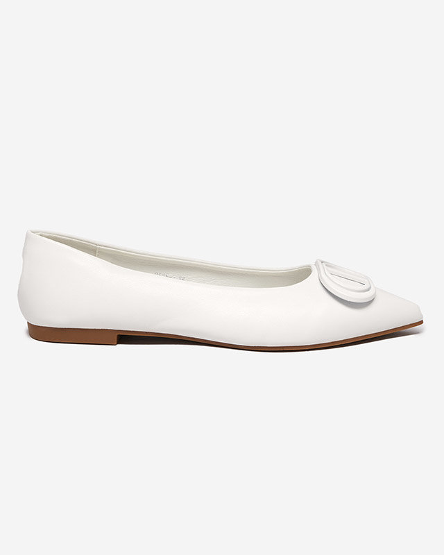 Ballerines pointues blanches pour femme avec ornement sur le bout Manico - Footwear