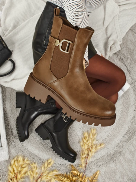 Bottines hautes pour femmes en cuir écologique Ovella