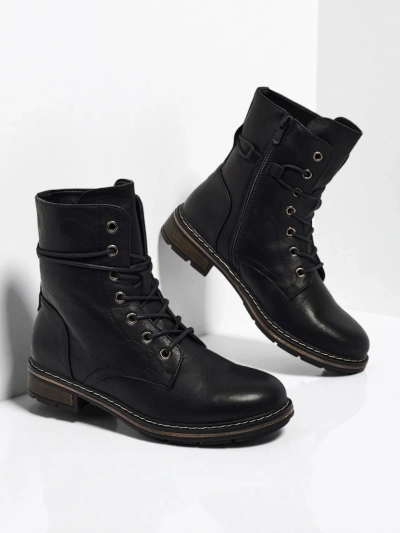 Bottines lacées pour femmes en cuir écologique Ravonna