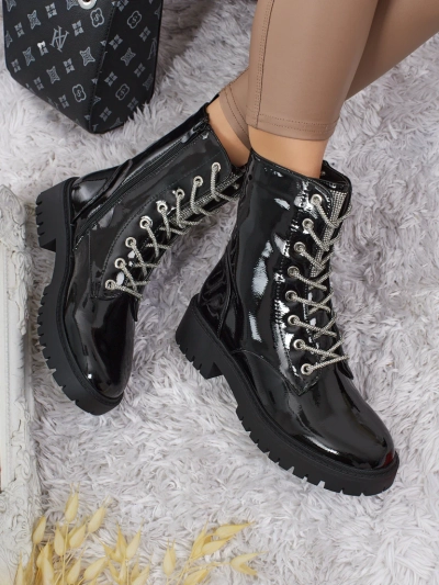 Bottines vernies à lacets pour femmes Fjorra