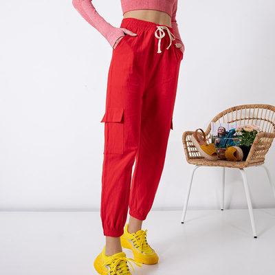Pantalon cargo femme rouge GRANDE TAILLE - Vêtements