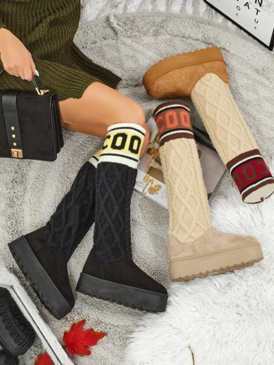 Bottes hautes de type bottes de neige pour femmes avec tige Anane