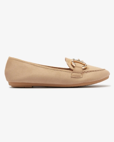 OUTLET Mocassins femme éco-suède marron clair avec ornement Briseri - Footwear
