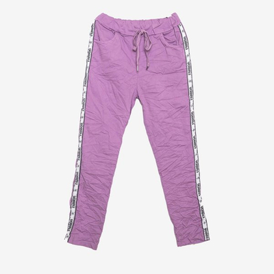 Pantalon de jogging violet à rayures - Vêtements