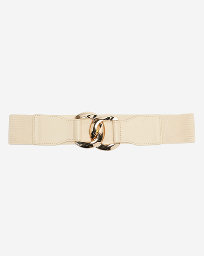 Ceinture élastique avec grande boucle beige dorée - Accessoires