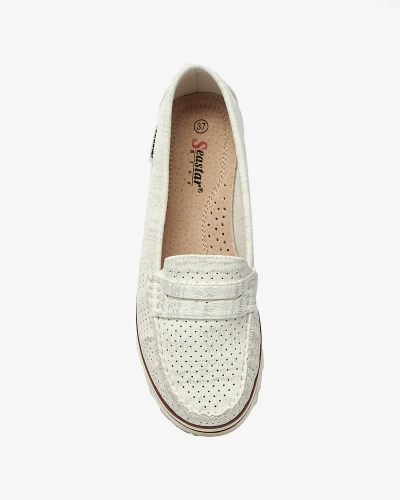 OUTLET Mocassins blancs pour femme avec finition brillante Metiga - Footwear