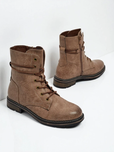 Bottines lacées pour femmes en cuir écologique Ravonna