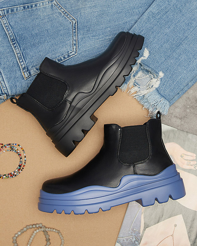 Bottines à enfiler noires pour femme sur semelle violette Beja - Footwear