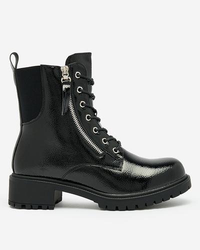 Royalfashion Black eco leather patent leather women's bagger boots Gaddaxa